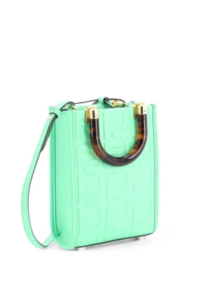 Fendi Pre-Owned Sunshine Shopper Zucca Embossed Leather Mini tote bag - Green