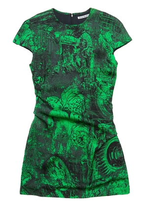 Acne Studios abstract-pattern print mini dress - Green