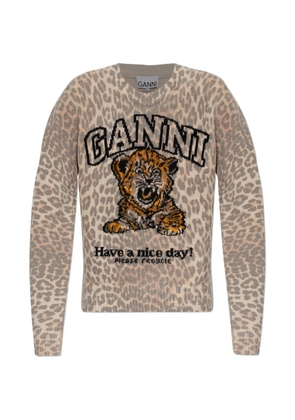 GANNI tiger-print sweater - Neutrals