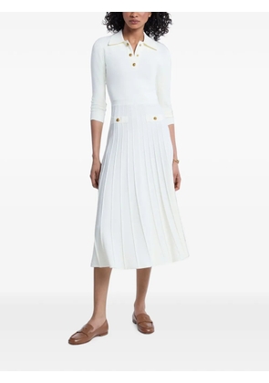 Michael Kors pleated polo-collar midi dress - White