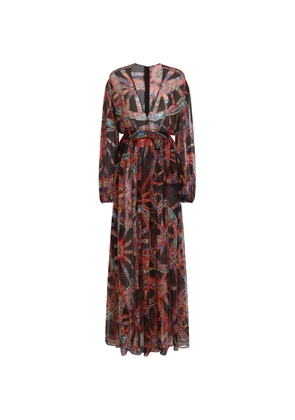 Dolce & Gabbana Carretto-print chiffon long dress - Black