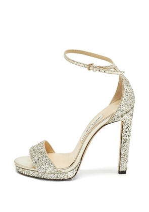 Jimmy Choo Pre-Owned Misty glitter-detail heeled sandals - Silver