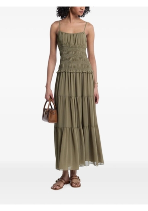 Michael Kors smocked tiered midi dress - Green