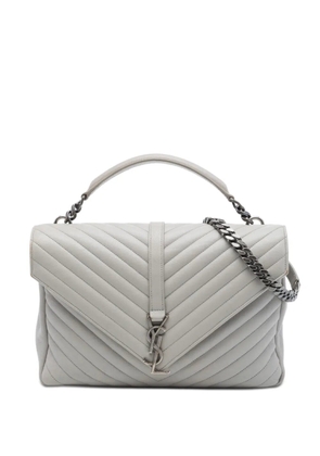 Saint Laurent Pre-Owned 2016 Large Chevron Sheepskin Monogram College satchel - Grey