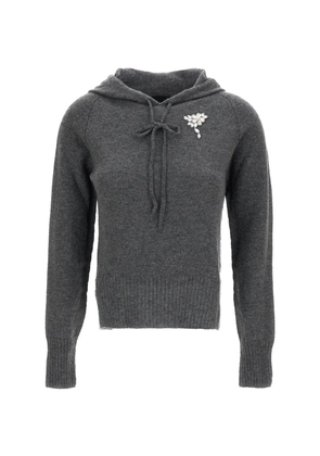 Simone Rocha embellished cashmere hoodie - Grey