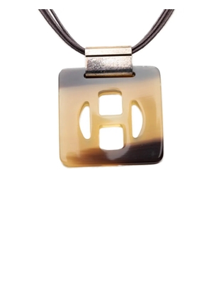 Hermès Pre-Owned 20th Century Buffalo Horn Square Pendant Necklace costume necklace - Brown