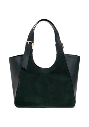 Furla suede-panel leather shoulder bag - Green