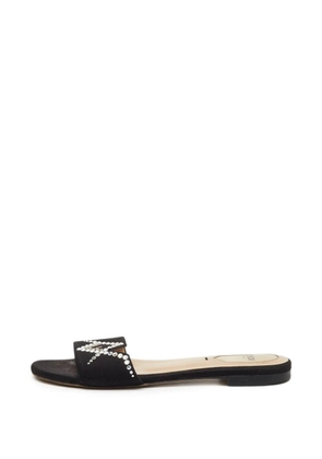 Fendi Pre-Owned crystal-embellished satin-finish sandals - Black
