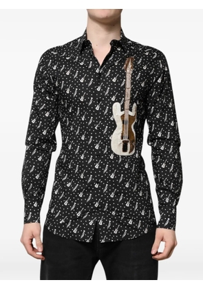 Dolce & Gabbana sequin-embellished instrument-print shirt - Black
