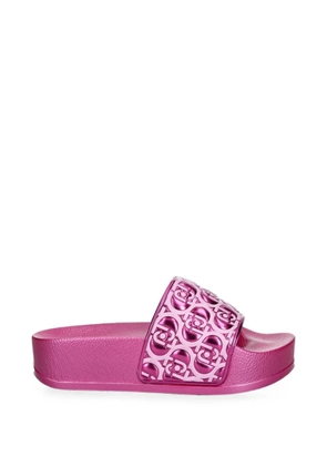 LIU JO logo-embossed platform slides - Pink