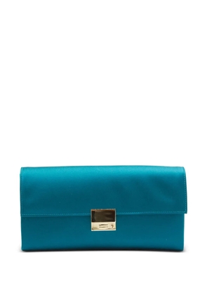 TOM FORD satin-finish logo-plaque clutch bag - Blue