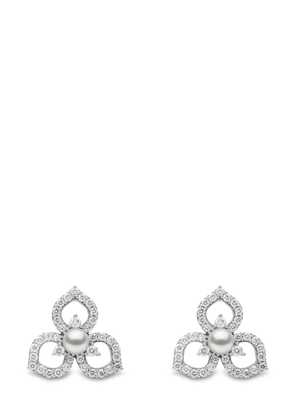 Yoko London 18kt white gold Petal pearl and diamond earrings - Silver