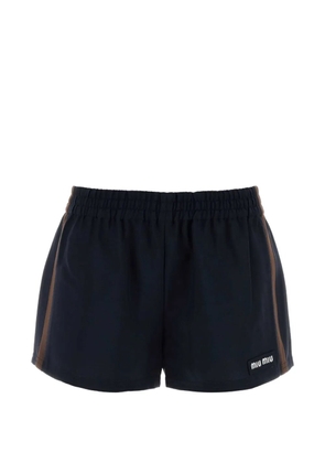 Miu Miu logo-patch side-stripe shorts - Blue