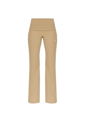 Nike logo-embroidered ribbed track pants - Neutrals