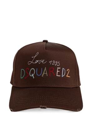 DSQUARED2 logo-embroidered distressed baseball cap - Brown