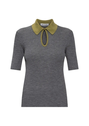 Jil Sander ribbed cut-out polo shirt - Grey