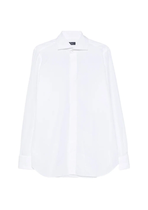Finamore 1925 Napoli spread-collar concealed-front cotton shirt - White