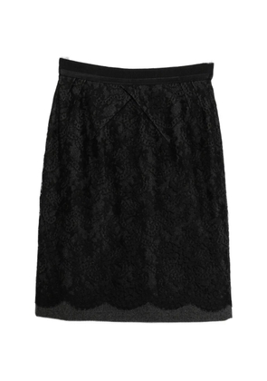 Louis Vuitton Pre-Owned lace-overlay wool skirt - Black