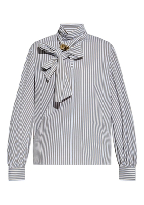 Max Mara Disco bow-embellished striped shirt - Brown
