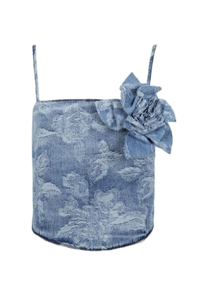 Giuseppe Di Morabito floral-jacquard denim top - Blue