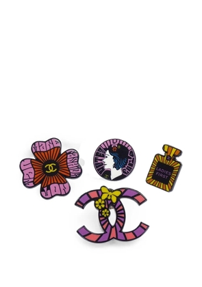 CHANEL Pre-Owned 2015 Interlocking CC clover brooch pins (set of four) - Pink