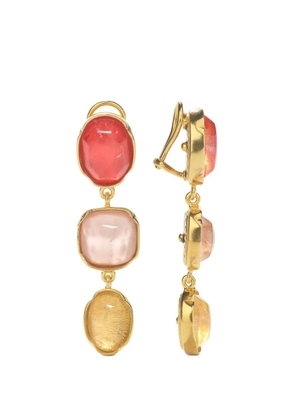 Goossens cabochon pendant clip earrings - Gold