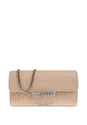Jimmy Choo Bing crystal-embellished wallet on chain - Neutrals