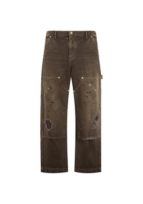 Enfants Riches Déprimés paint-splatter distressed jeans - Brown