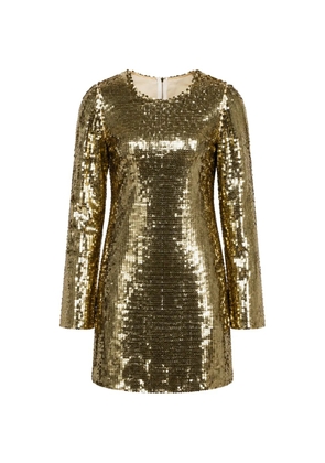 Dolce & Gabbana sequin-embellished long-sleeves mini dress - Gold