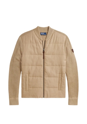 Polo Ralph Lauren quilted-panel ribbed zipped cardigan - Neutrals