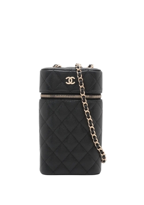 CHANEL Pre-Owned 2021 CC Quilted Caviar Phone Holder With Chain crossbody bag - Black
