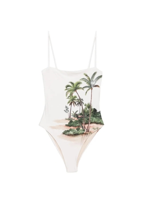 Agua By Agua Bendita Durazno Arena landscape-print swimsuit - Neutrals