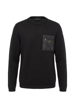 Prada logo-plaque pocket sweater - Black