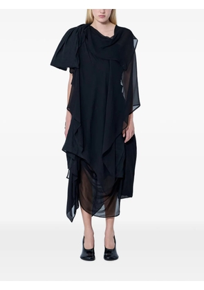 Yohji Yamamoto asymmetric layered-drape midi dress - Black