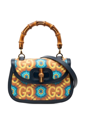 Gucci Pre-Owned 2016-2026 100th Anniversary Medium GG Coated Canvas Kaleidoscope 1947 Bamboo Top Handle Bag satchel - Blue