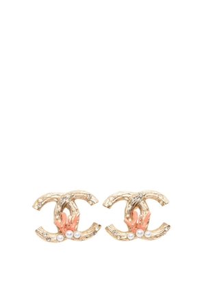 CHANEL Pre-Owned 2012 CC Gold Plated Faux Pearl Strass Push Back Earrings costume earrings