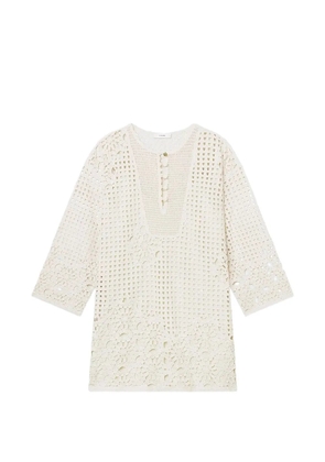 FRAME Postcard crochet-knit mini dress - Neutrals