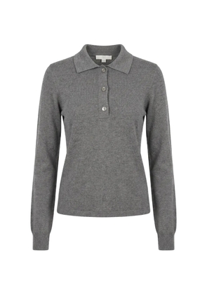 Malo ribbed long-sleeve knitted polo top - Grey