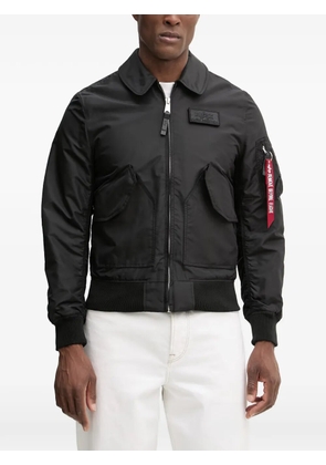 Alpha Industries logo-patch zip-up bomber jacket - Black