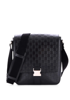 Gucci Pre-Owned Buckle Flap Messenger Bag Guccissima Leather Small crossbody bag - Black