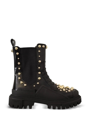 Dolce & Gabbana studded leather combat boots - Black