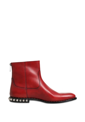 Dolce & Gabbana studded leather ankle boots - Red
