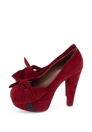 Marni Pre-Owned bow-detail platform pumps - Red