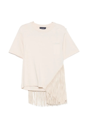 Sportmax fringe-detail T-shirt - Neutrals