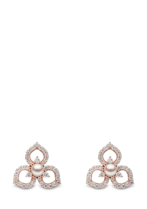 Yoko London 18kt rose gold Petal Akoya pearl and diamond earrings - Pink