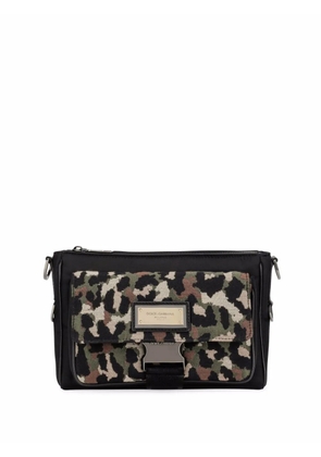 Dolce & Gabbana leopard jacquard crossbody bag - Black