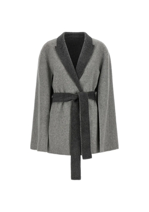 Alberta Ferretti cape-sleeve belted cardi-coat - Grey