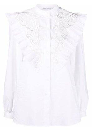 Alberta Ferretti ruffle lace shirt - White