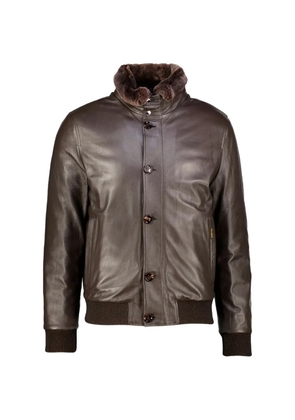 Moorer Cleros-P1 shearling-collar leather jacket - Brown