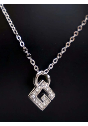 Givenchy Pre-Owned 20th Century Silver Plated G Logo Rhinestone Pendant Necklace costume necklace